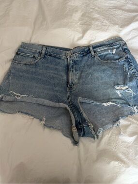 Abercrombie & Fitch Light Blue Distressed Denim Shorts